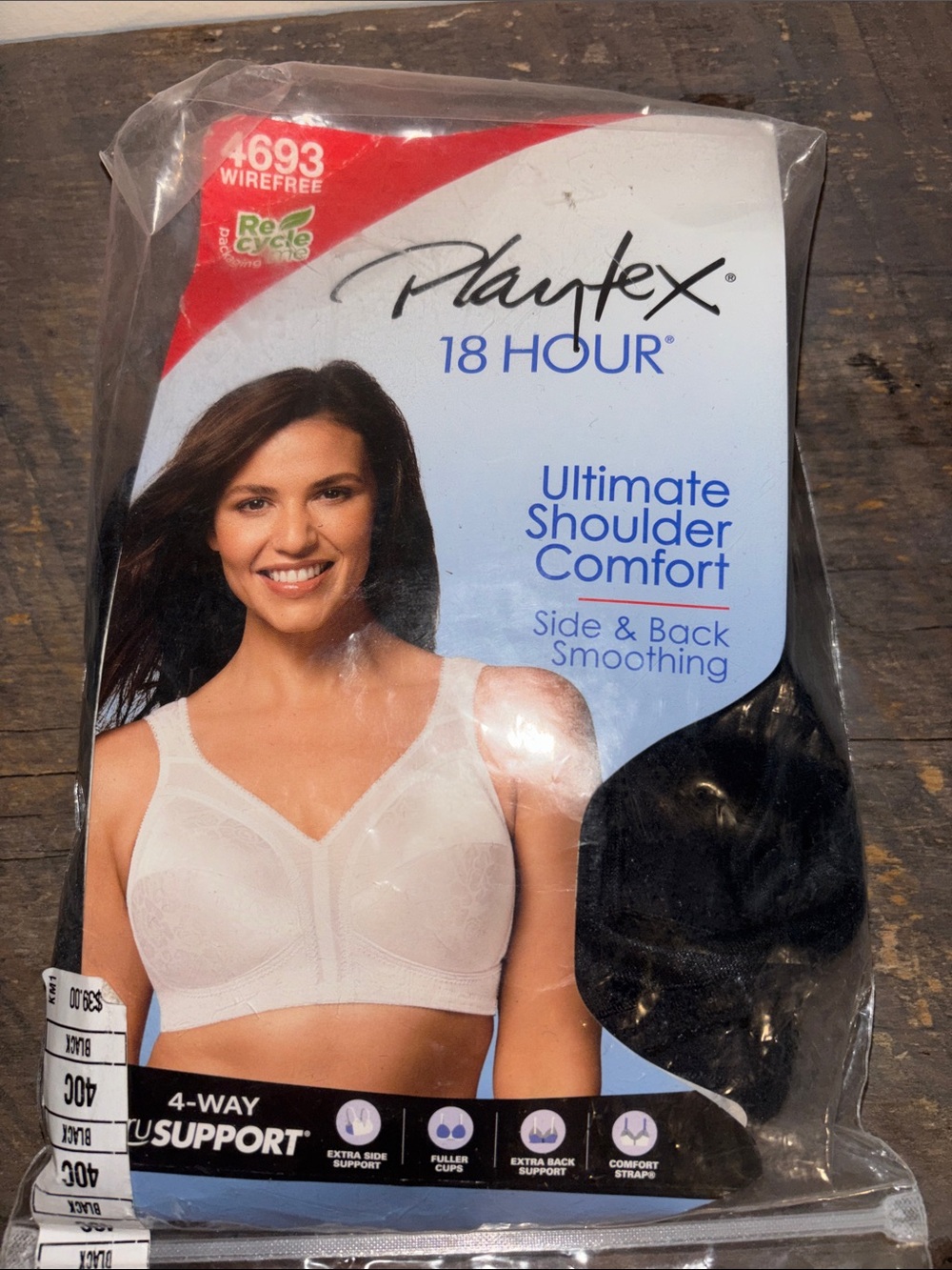 Playtex 18 Hour Ultimate Shoulder Comfort Bra in white and black